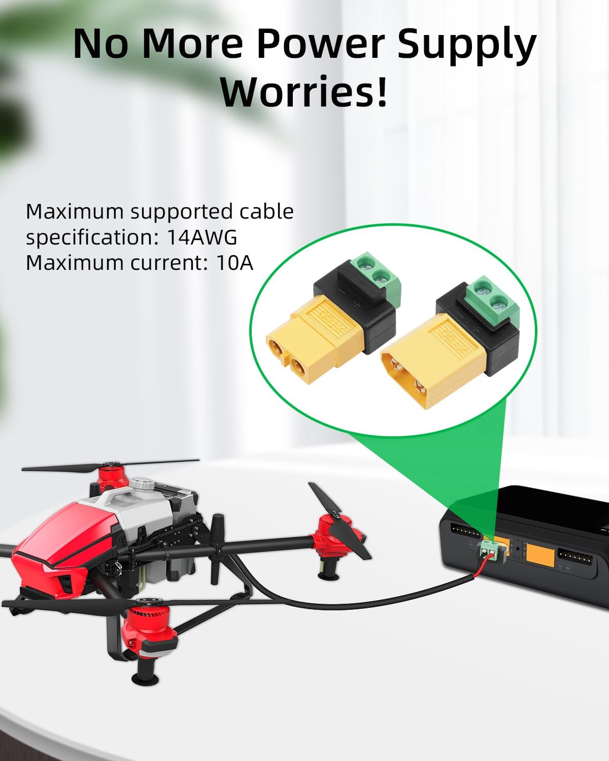 Drone Solar Charger - อะแดปเตอร์แปลงขั้วต่อ XT60 แบบ 2 ขา ไม่ต้องบัดกรี